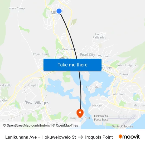 Lanikuhana Ave + Hokuwelowelo St to Iroquois Point map