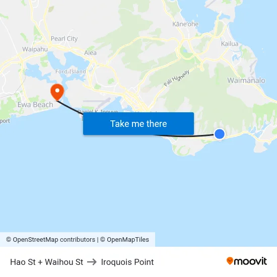 Hao St + Waihou St to Iroquois Point map