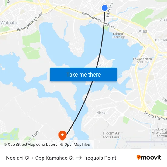 Noelani St + Opp Kamahao St to Iroquois Point map