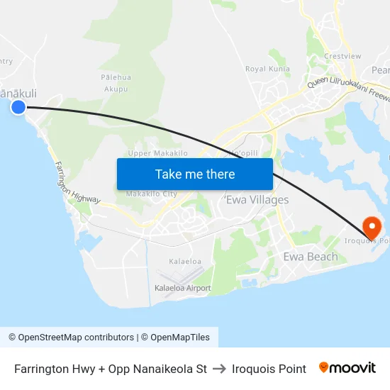 Farrington Hwy + Opp Nanaikeola St to Iroquois Point map