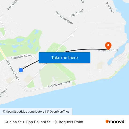 Kuhina St + Opp Pailani St to Iroquois Point map
