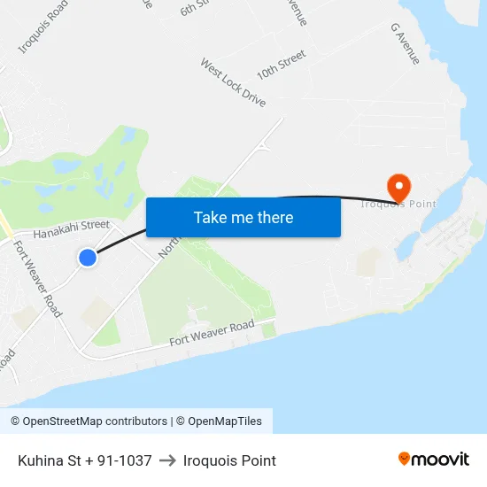 Kuhina St + 91-1037 to Iroquois Point map