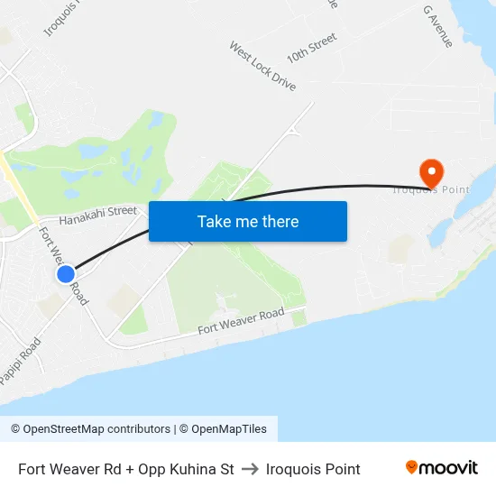 Fort Weaver Rd + Opp Kuhina St to Iroquois Point map