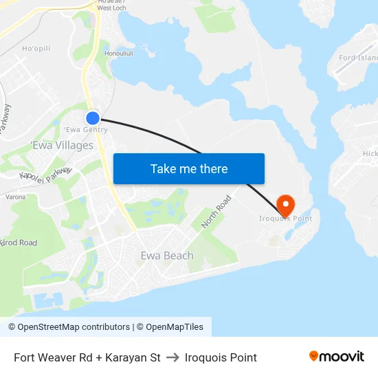 Fort Weaver Rd + Karayan St to Iroquois Point map