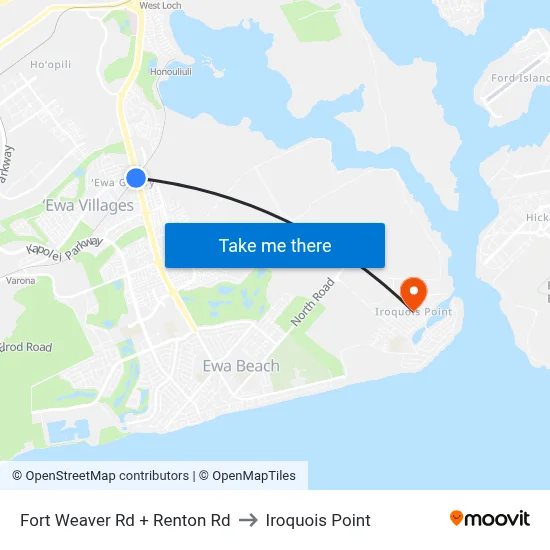 Fort Weaver Rd + Renton Rd to Iroquois Point map