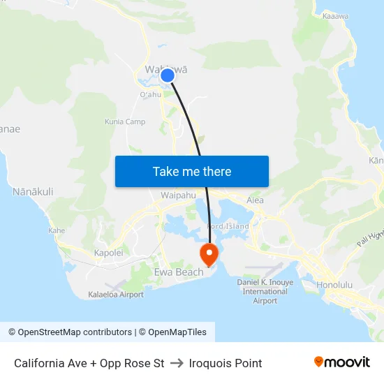 California Ave + Opp Rose St to Iroquois Point map