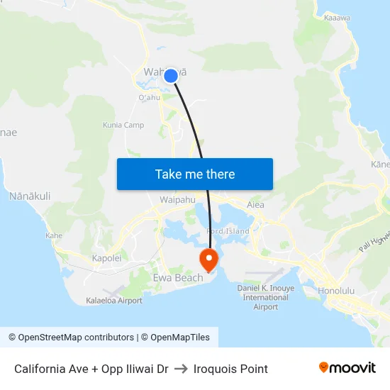 California Ave + Opp Iliwai Dr to Iroquois Point map