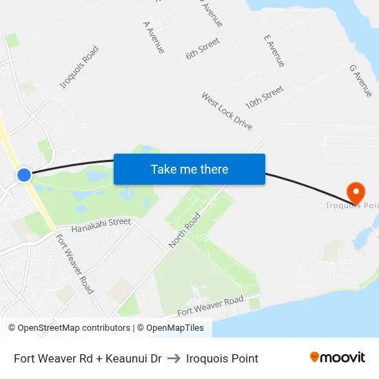 Fort Weaver Rd + Keaunui Dr to Iroquois Point map