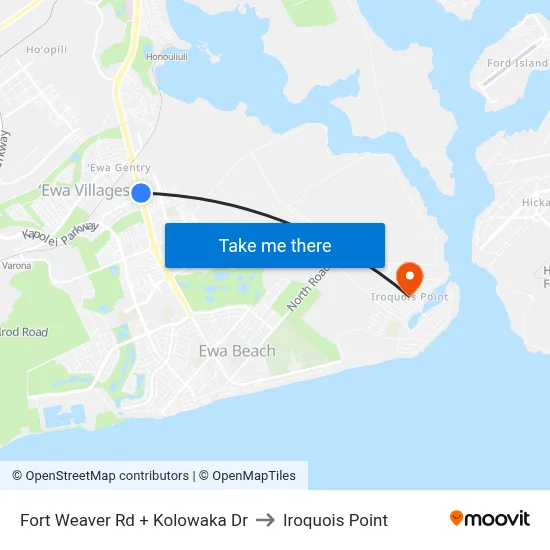 Fort Weaver Rd + Kolowaka Dr to Iroquois Point map