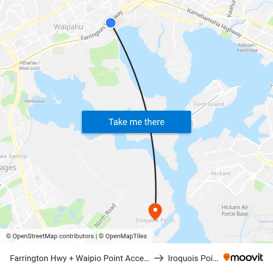 Farrington Hwy + Waipio Point Access to Iroquois Point map