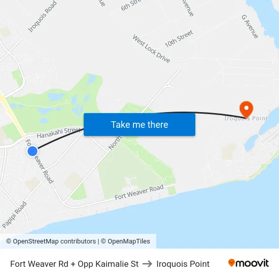 Fort Weaver Rd + Opp Kaimalie St to Iroquois Point map