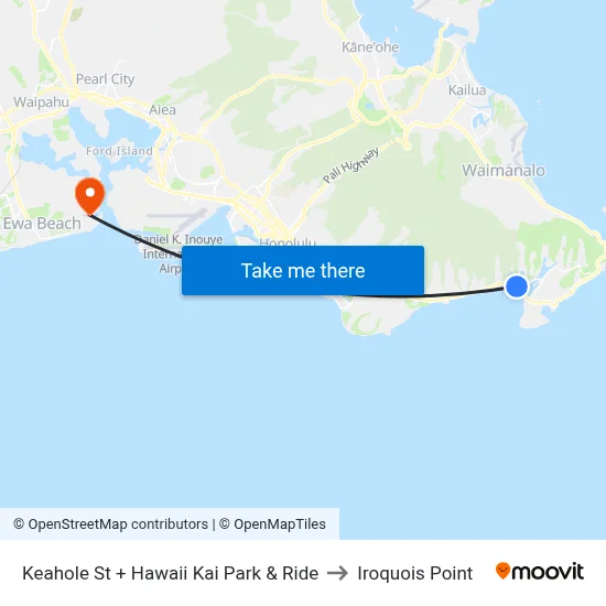 Keahole St + Hawaii Kai Park & Ride to Iroquois Point map