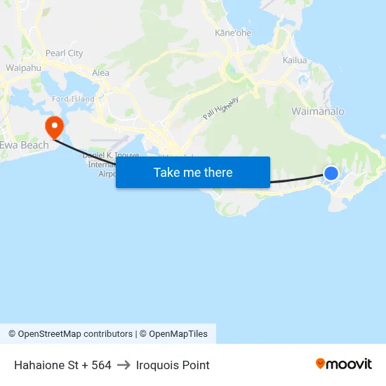 Hahaione St + 564 to Iroquois Point map