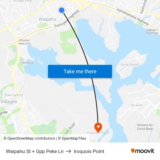 Waipahu St + Opp Peke Ln to Iroquois Point map