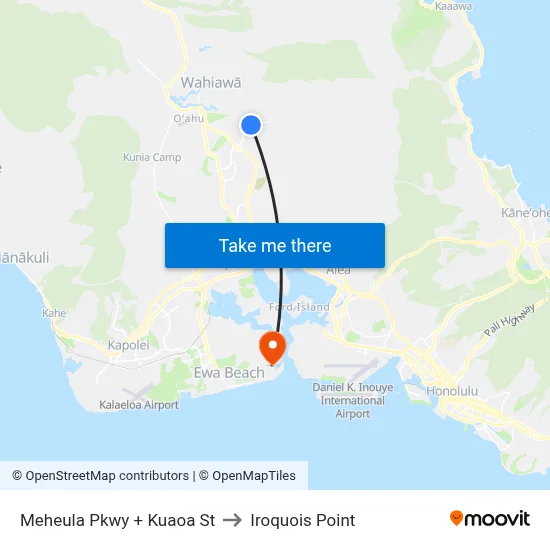 Meheula Pkwy + Kuaoa St to Iroquois Point map