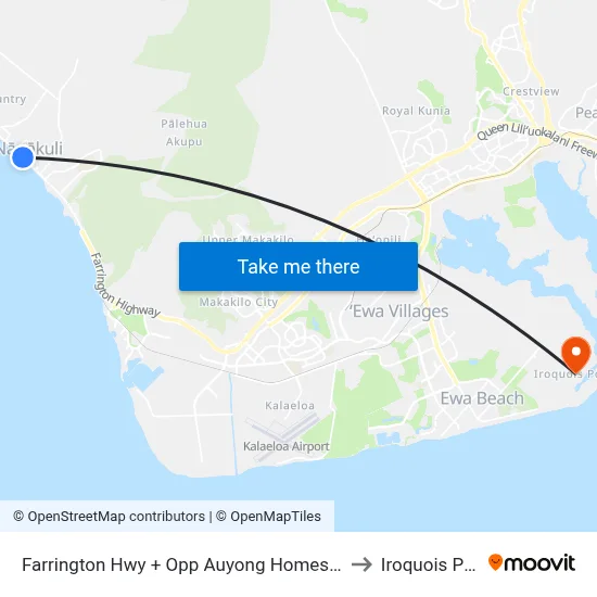 Farrington Hwy + Opp Auyong Homestead Rd to Iroquois Point map