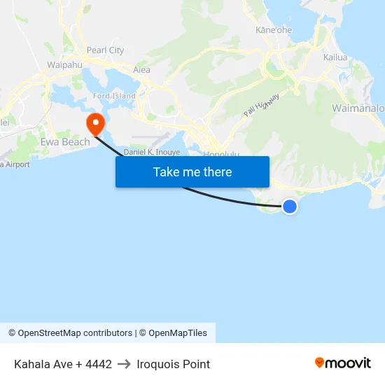 Kahala Ave + 4442 to Iroquois Point map