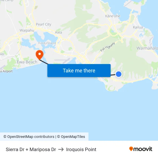 Sierra Dr + Mariposa Dr to Iroquois Point map