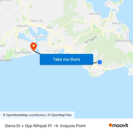 Sierra Dr + Opp Nihipali Pl to Iroquois Point map