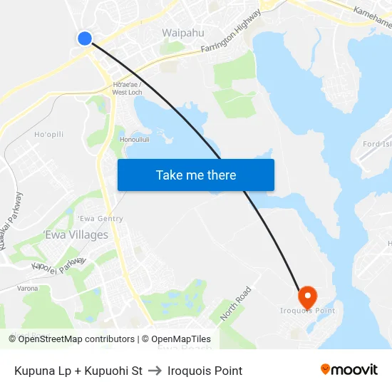 Kupuna Lp + Kupuohi St to Iroquois Point map