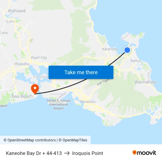 Kaneohe Bay Dr + 44-413 to Iroquois Point map