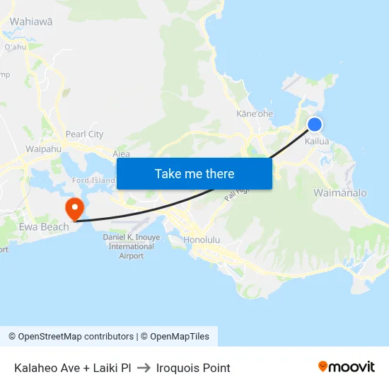 Kalaheo Ave + Laiki Pl to Iroquois Point map