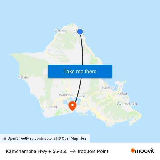 Kamehameha Hwy + 56-350 to Iroquois Point map