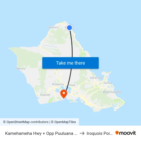 Kamehameha Hwy + Opp Puuluana St to Iroquois Point map