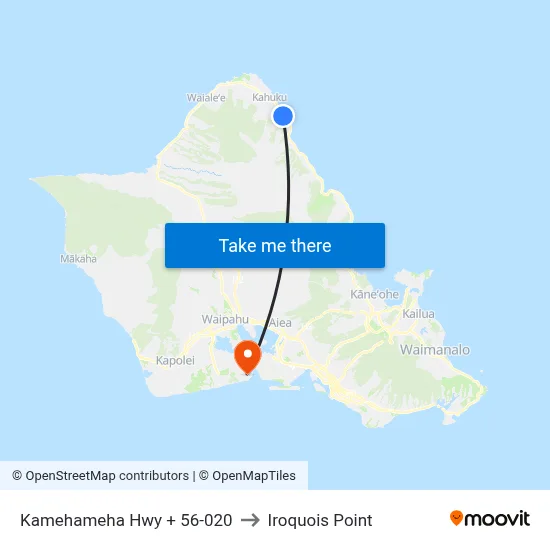 Kamehameha Hwy + 56-020 to Iroquois Point map