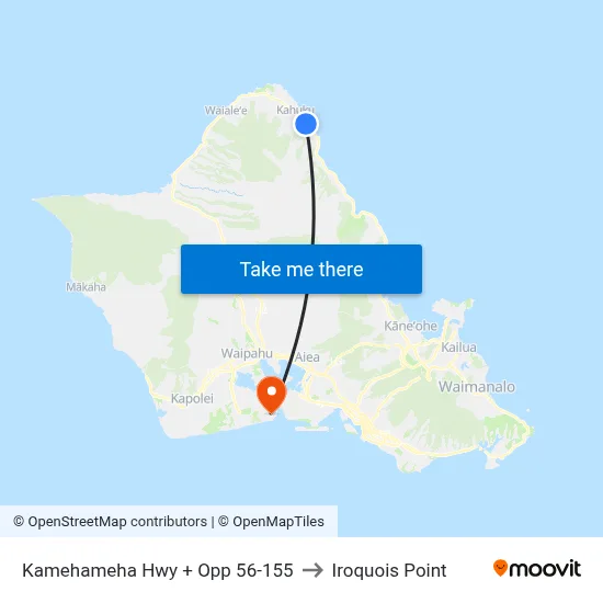 Kamehameha Hwy + Opp 56-155 to Iroquois Point map