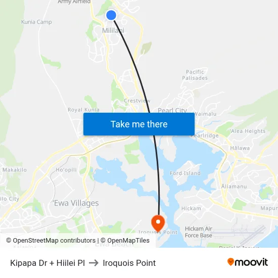 Kipapa Dr + Hiilei Pl to Iroquois Point map