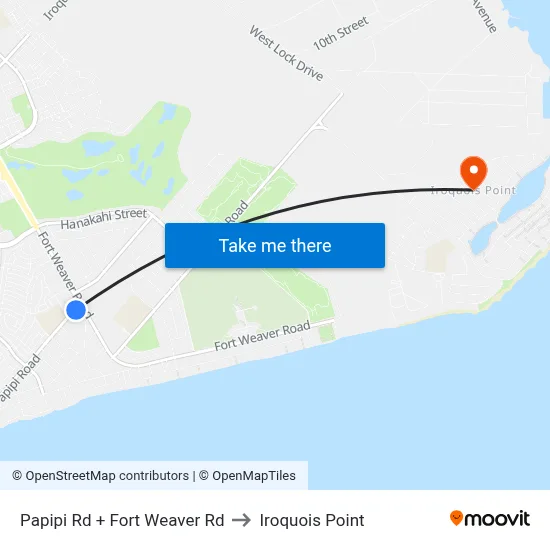 Papipi Rd + Fort Weaver Rd to Iroquois Point map