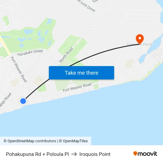 Pohakupuna Rd + Poloula Pl to Iroquois Point map