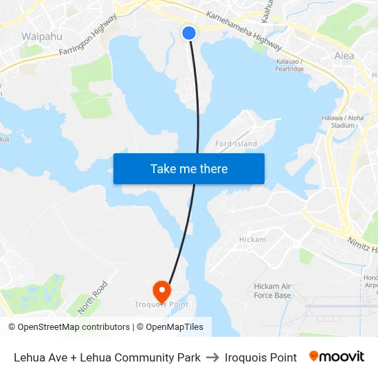 Lehua Ave + Lehua Community Park to Iroquois Point map