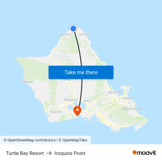 Turtle Bay Resort to Iroquois Point map