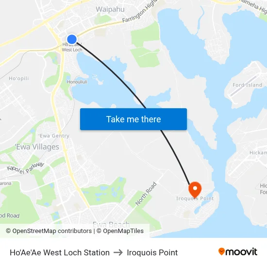 Ho'Ae'Ae West Loch Station to Iroquois Point map