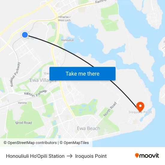 Honouliuli Ho'Opili Station to Iroquois Point map