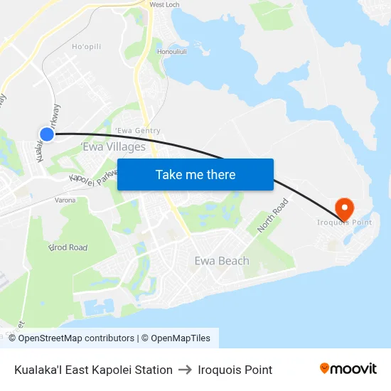 Kualaka'I East Kapolei Station to Iroquois Point map