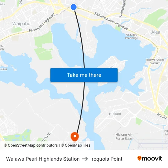 Waiawa Pearl Highlands Station to Iroquois Point map