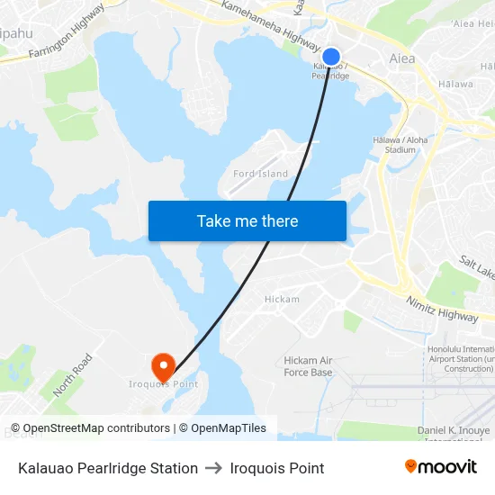 Kalauao Pearlridge Station to Iroquois Point map