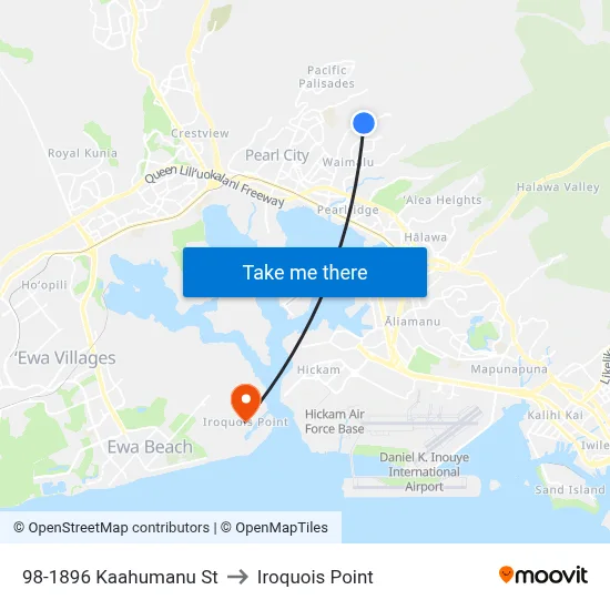98-1896 Kaahumanu St to Iroquois Point map