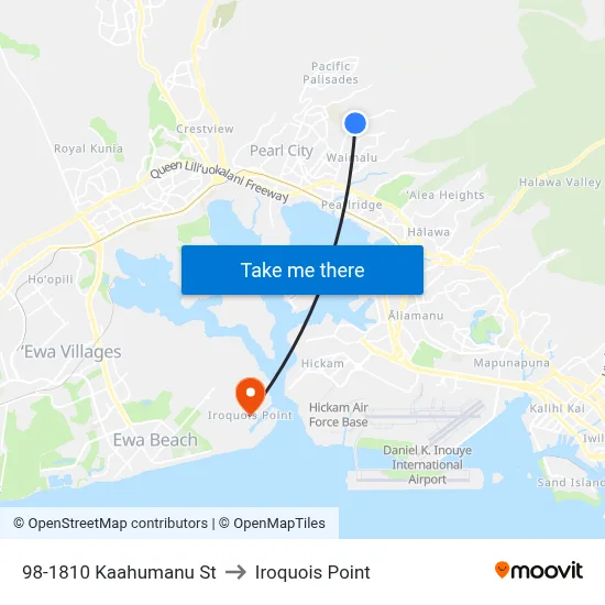 98-1810 Kaahumanu St to Iroquois Point map