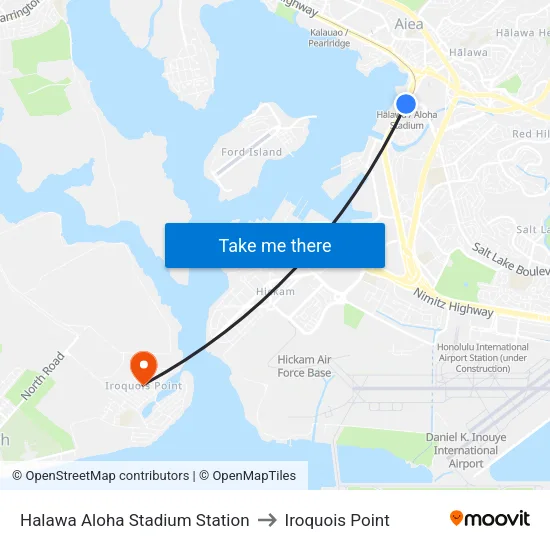Halawa Aloha Stadium Station to Iroquois Point map