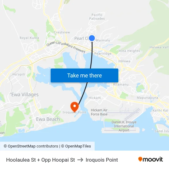 Hoolaulea St + Opp Hoopai St to Iroquois Point map