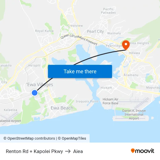 Renton Rd + Kapolei Pkwy to Aiea map