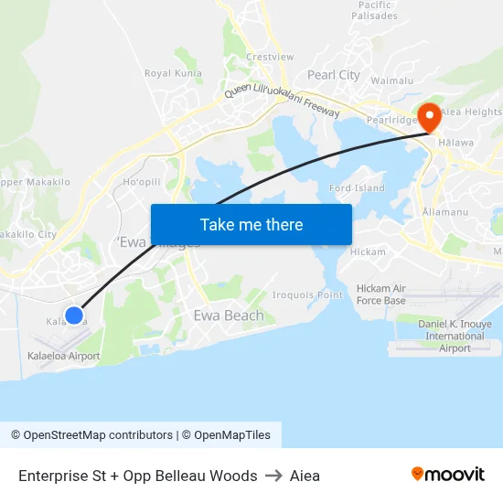 Enterprise St + Opp Belleau Woods to Aiea map