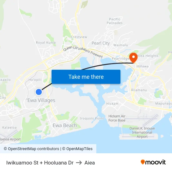 Iwikuamoo St + Hooluana Dr to Aiea map
