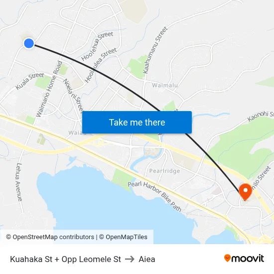 Kuahaka St + Opp Leomele St to Aiea map
