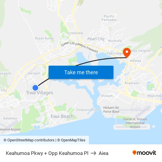 Keahumoa Pkwy + Opp Keahumoa Pl to Aiea map