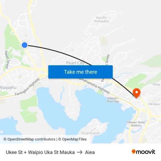 Ukee St + Waipio Uka St Mauka to Aiea map